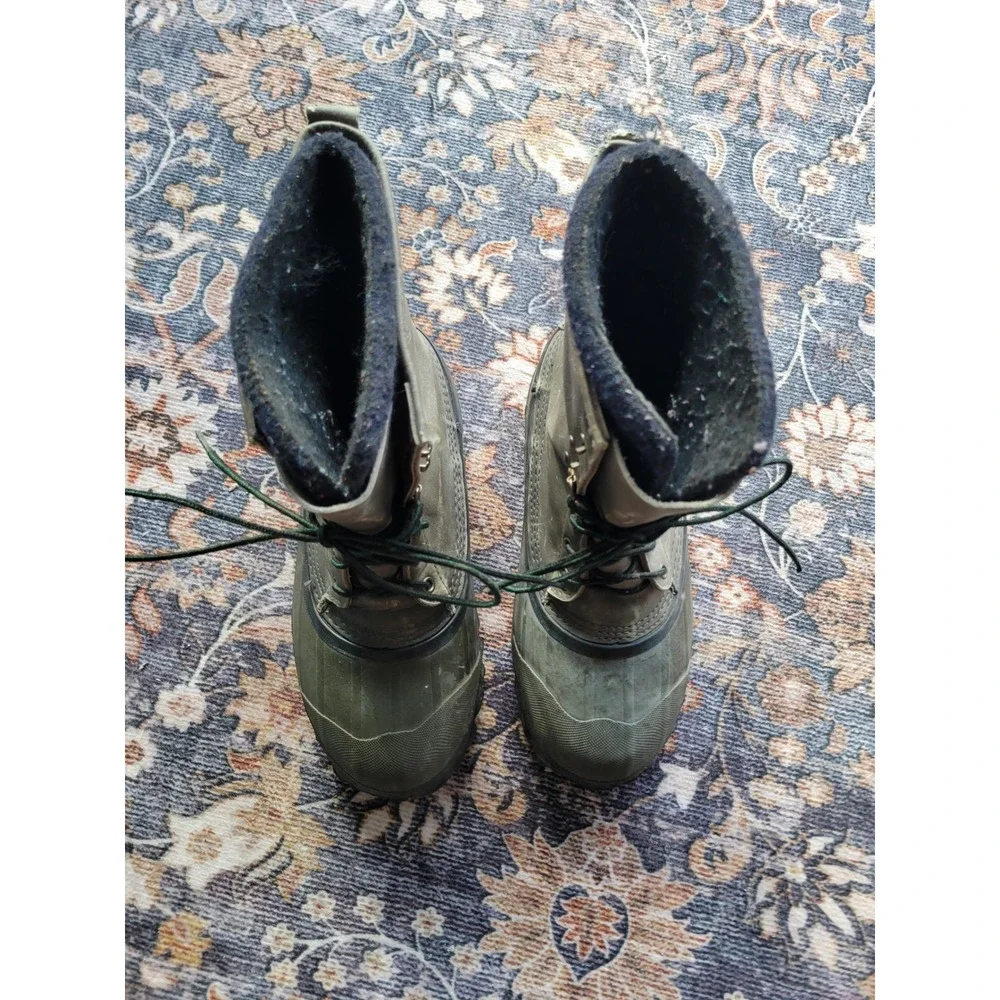 LaCrosse Vintage Pac Boots Mens 9 Made in USA Green Rubber Leather Duck Boots